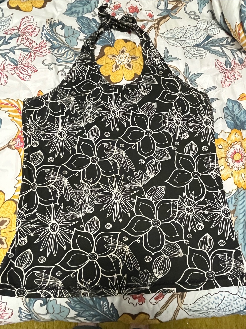 Stitch Black & White Floral Halter Top